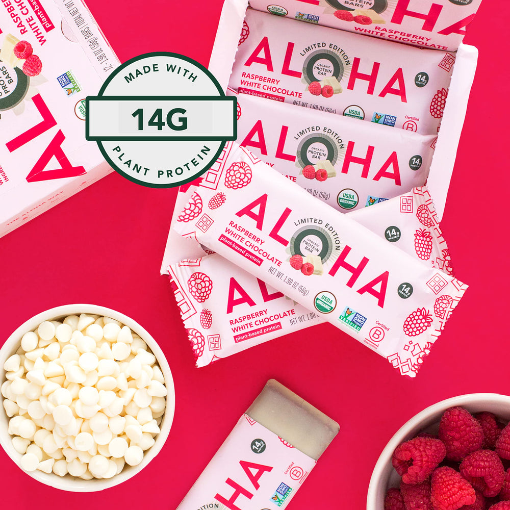 ALOHA box shows twelve bars for a convenient family snack pack.