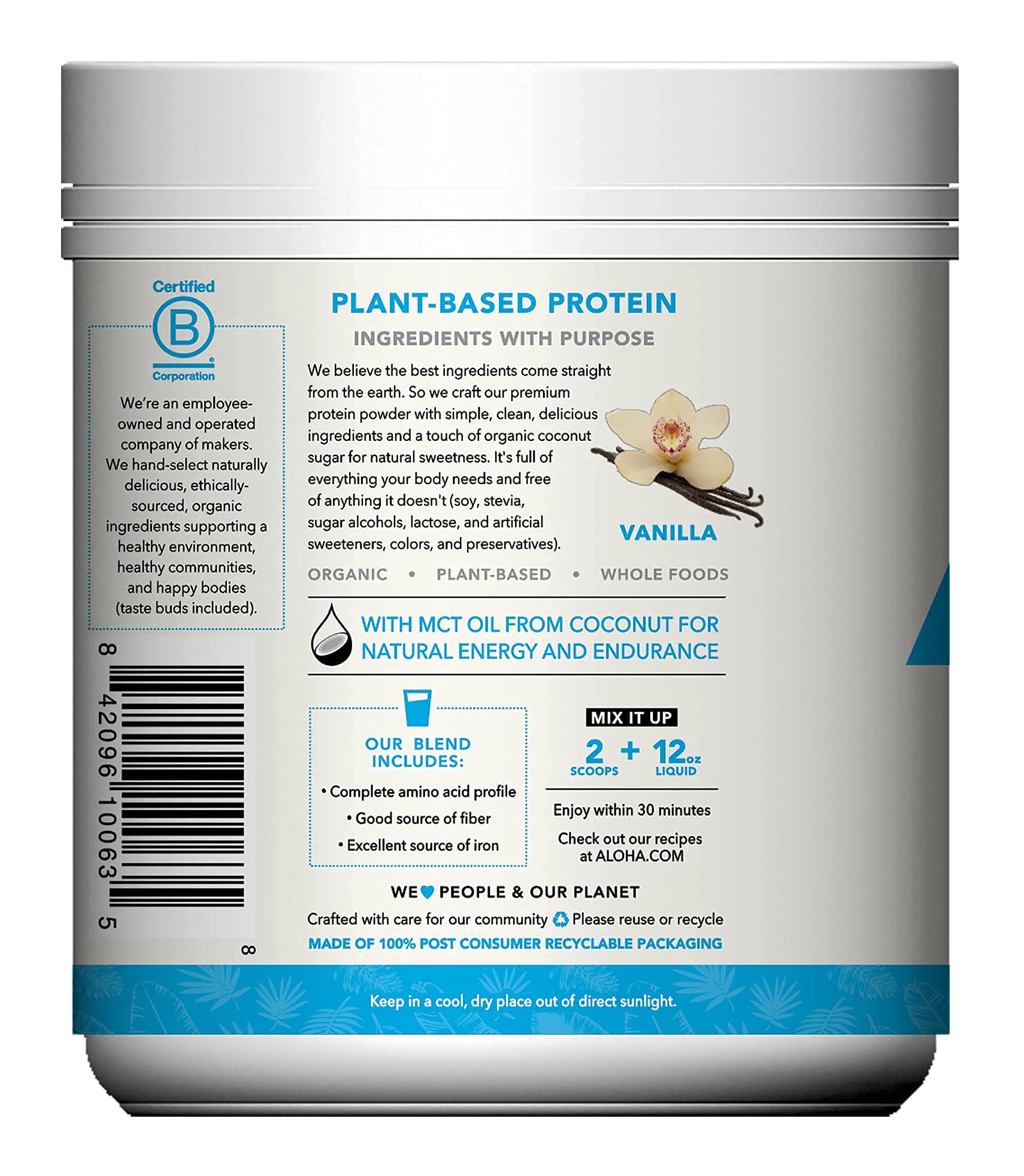 ALOHA MCT oil from coconut provides natural energy during workouts