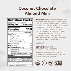Close-up of ALOHA Minis coconut chocolate almond bars showing texture and color.