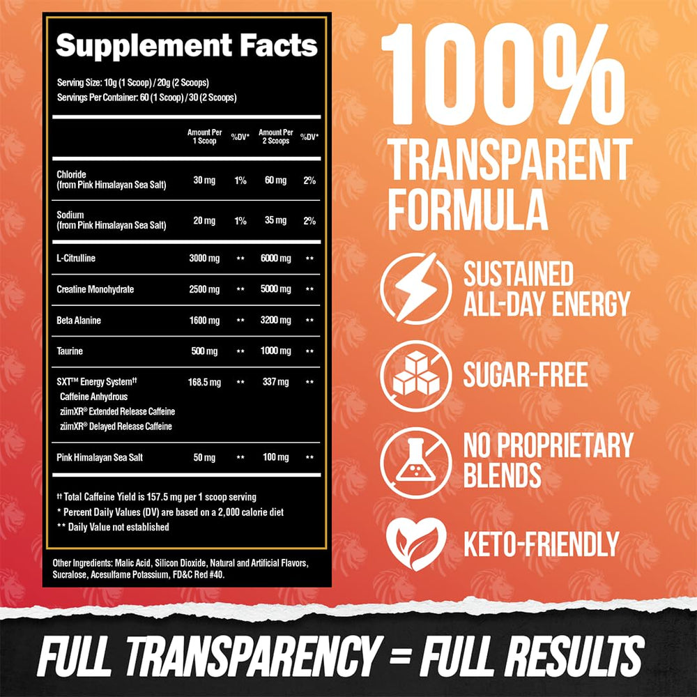 ALPHA LION Core Pre-Workout Alpha Punch pour quick-dissolve mix
