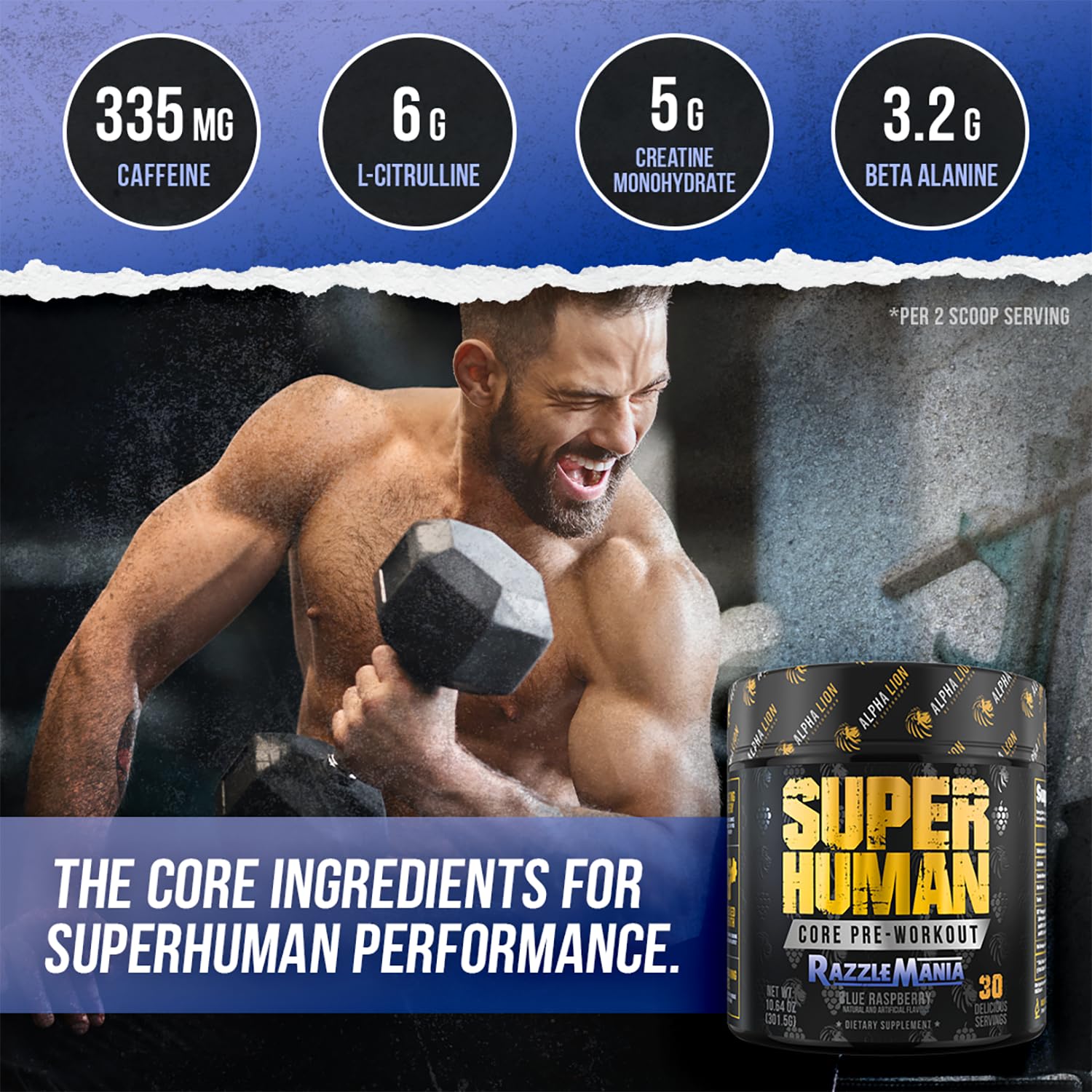 ALPHA LION Core Pre-Workout Citrulline and Taurine for muscle support close-up