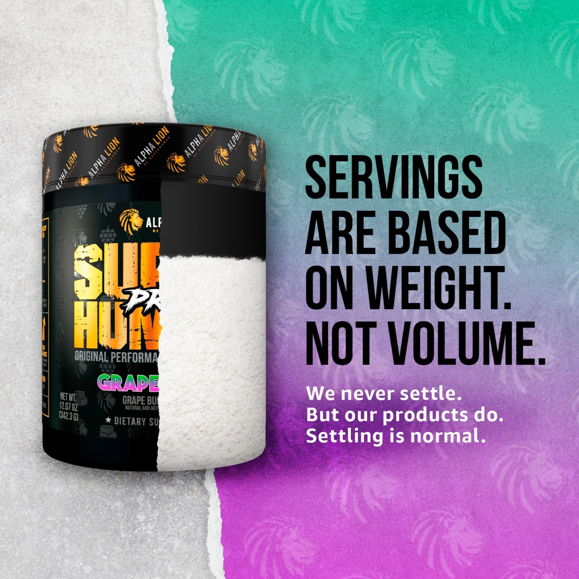 ALPHA LION dissolved powder in water demonstrates mixability and smooth texture.