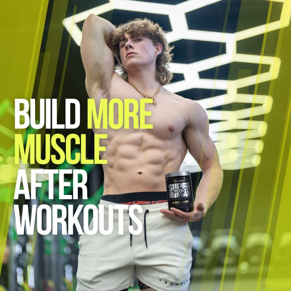 Alpha Lion Superhuman Post Muscle Marg flavor label with Lemon Lime Margarita, ideal for post-workout enjoyment.