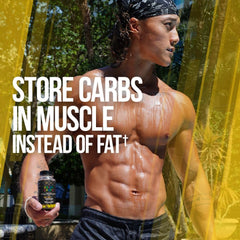 Close-up of Gains Candy pills highlighting GlucoVantage for energy metabolism.