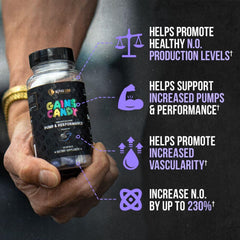 ALPHA LION Gains Candy S7 capsules close up highlighting blood flow benefits