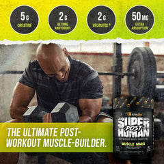 Alpha Lion Post Workout shaker with powder swirling, suggesting convenient mixing after training.
