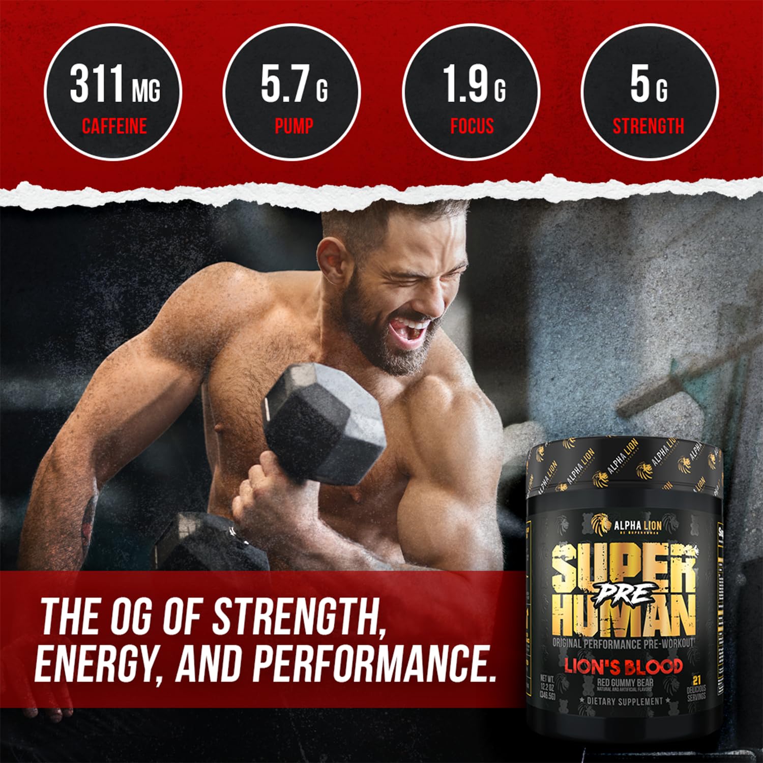 ALPHA LION pre workout stack of tubs signals long-term stock for consistent routines
