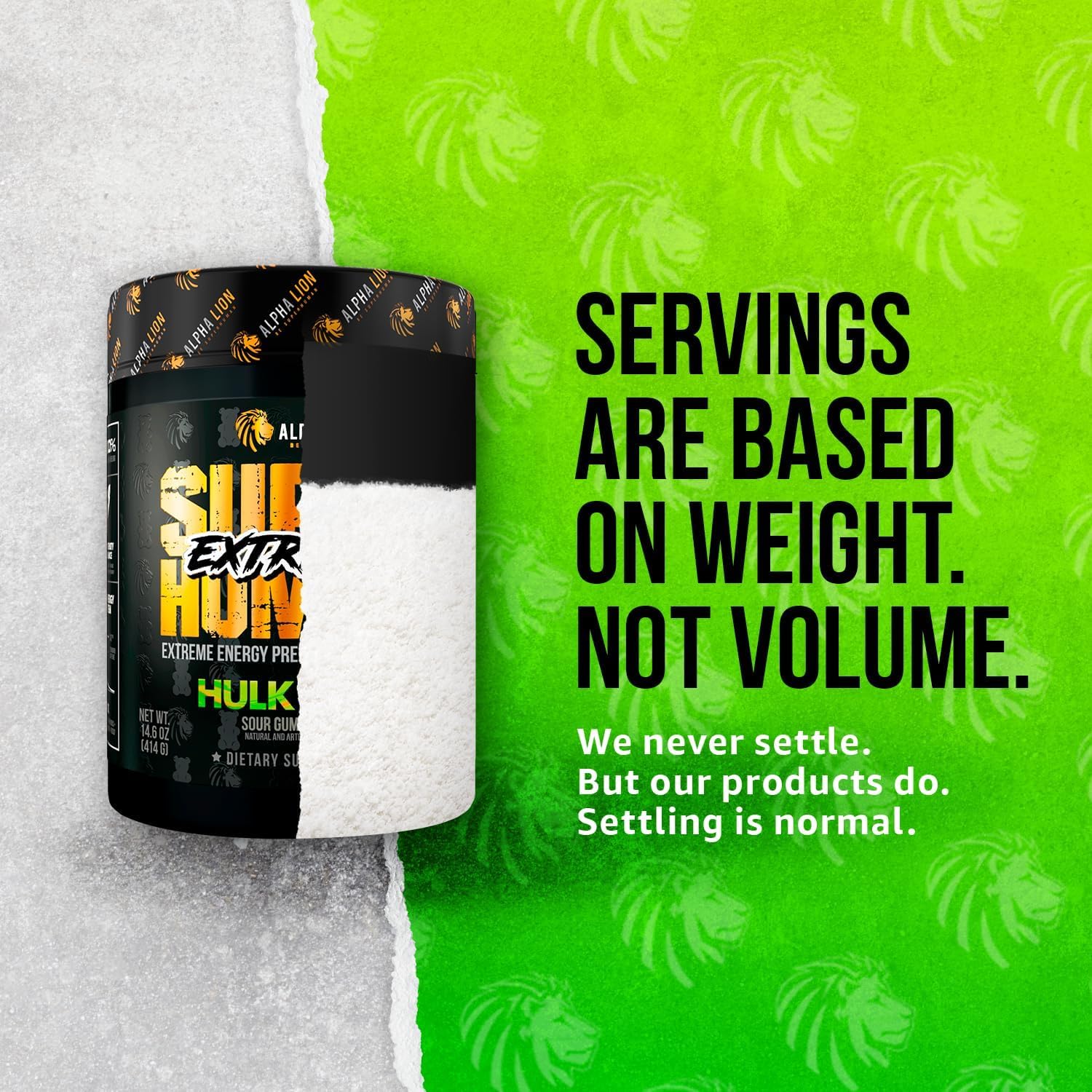 ALPHA LION Superhuman Extreme bottle in gym setting implies endurance support.