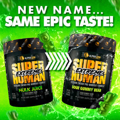 ALPHA LION Superhuman Extreme scoop atop powder showcases texture and mixability.