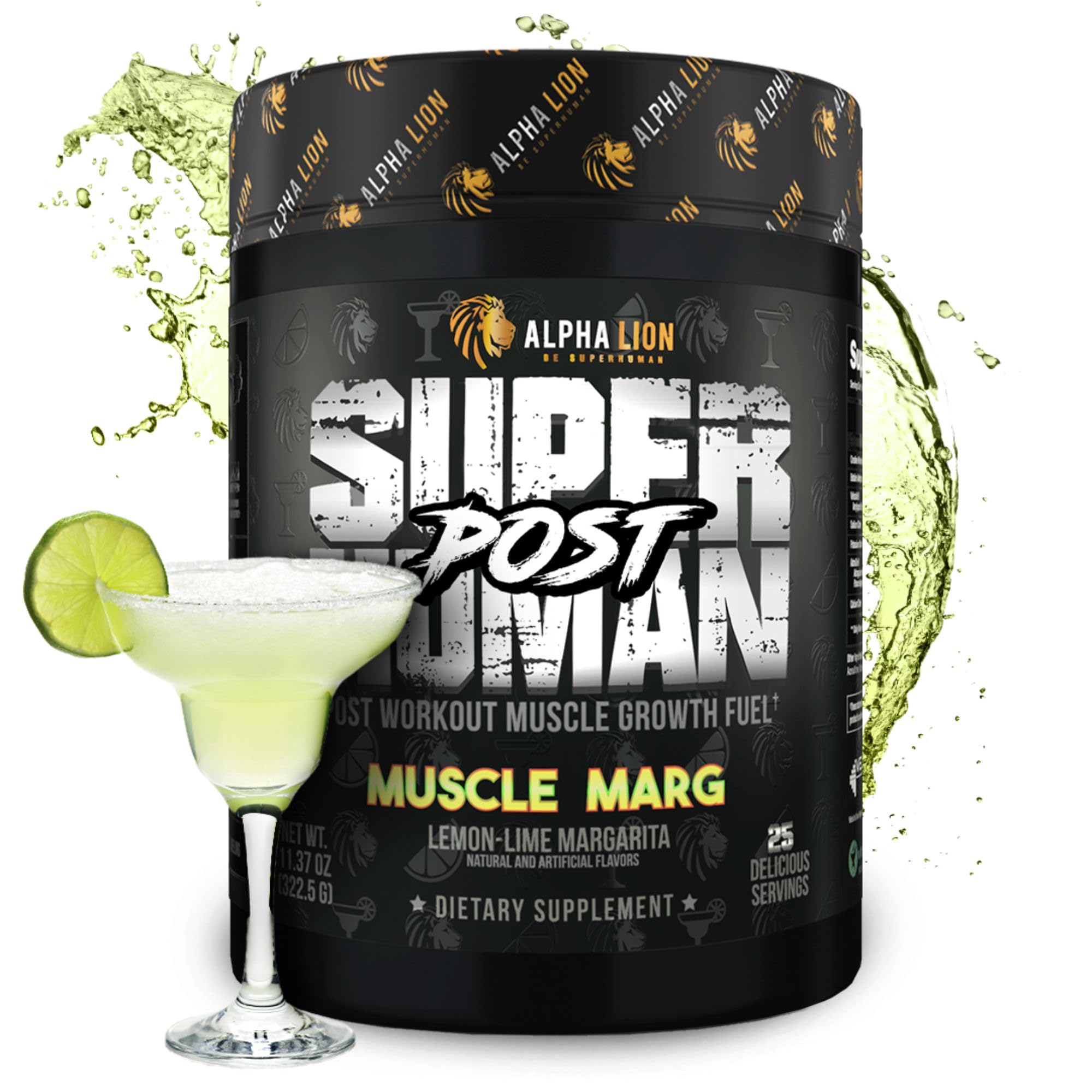 Alpha Lion Superhuman Post bottle front, showcasing post-workout recovery and lean muscle support.