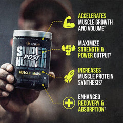 Alpha Lion Superhuman Post scoop close-up highlights precise 5 g creatine dosage.