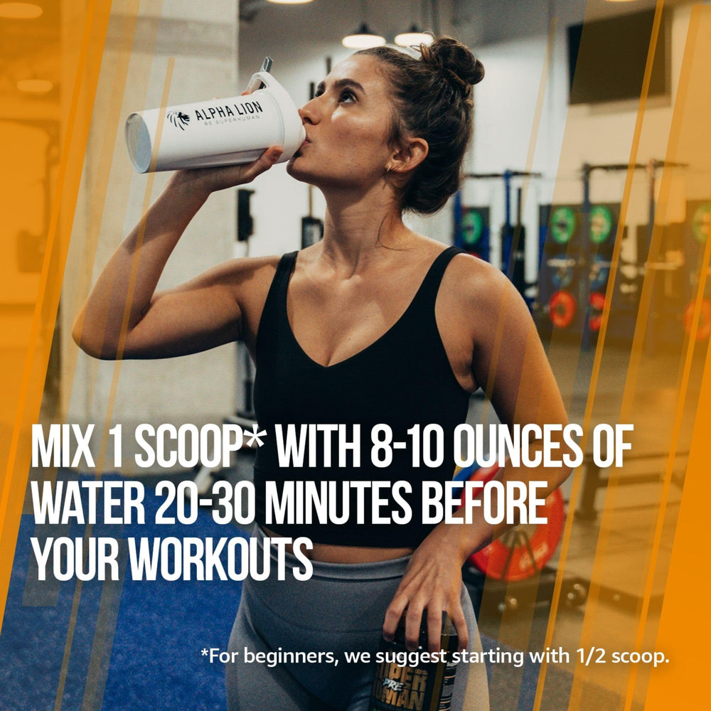 ALPHA LION tri-source caffeine-matrix label illustrates balanced energy and focus.