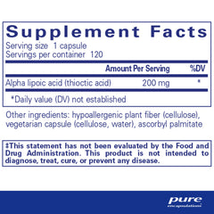 Pure Encapsulations Alpha Lipoic Acid capsules close-up for easy dosing
