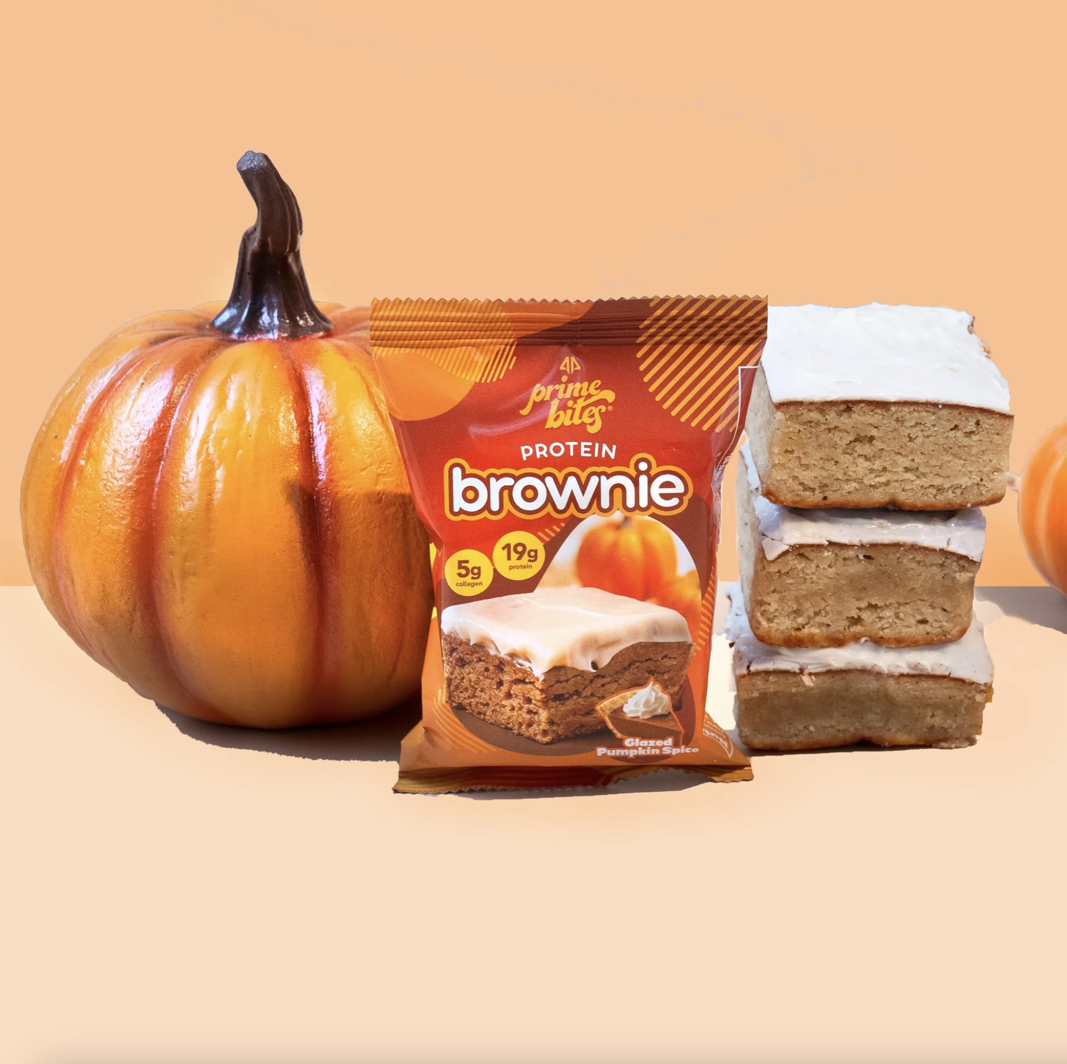 Prime Bites Brownie serving suggestion with coffee, quick post-workout snack.