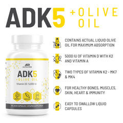 ALPHA RISE ADK capsules close-up show high-potency D3 and K2.