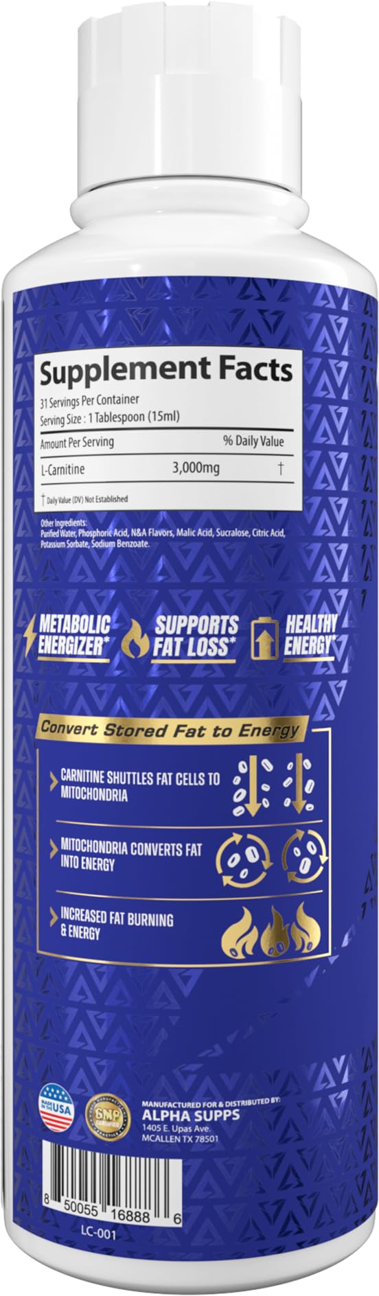 Bombsicle flavor close-up from Alpha Supps L Carnitine Liquid 3000