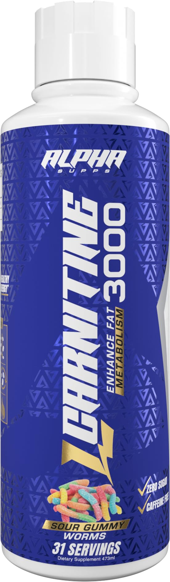 Sour Gummy Worms flavor bottle shown for workout support from Alpha Supps