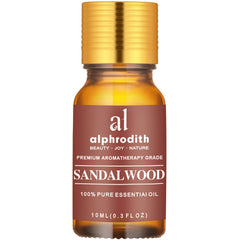 Alphrodith Indian Sandalwood oil bottle for authentic aroma in diffusers.