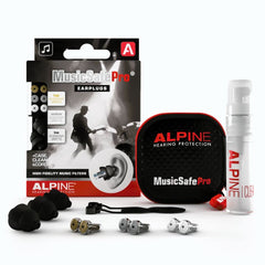 Alpine MusicSafe Pro earplug in ear preserves sound quality while protecting hearing.