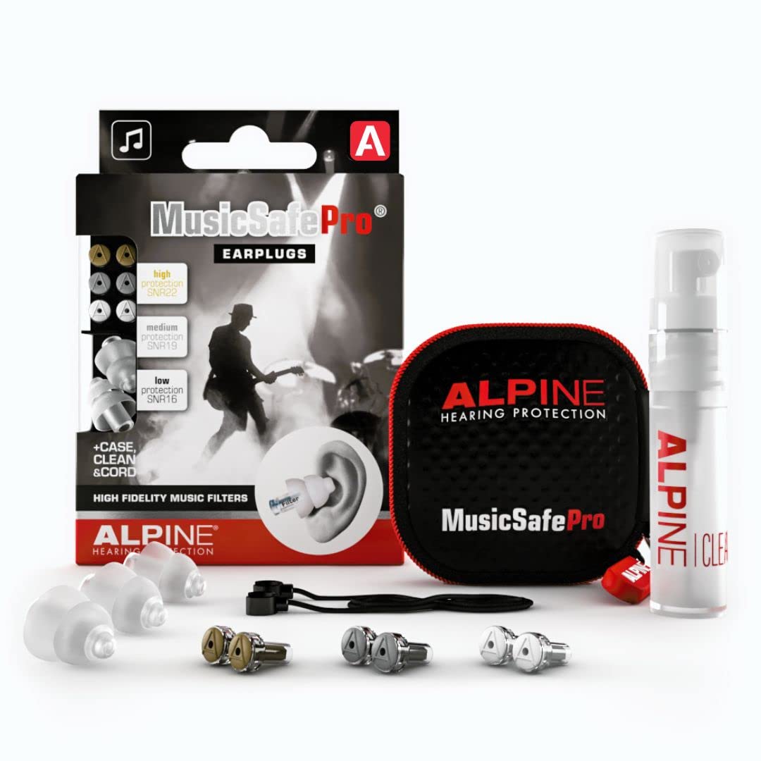 Alpine MusicSafe Pro earplugs in a transparent case offering high-fidelity sound protection.