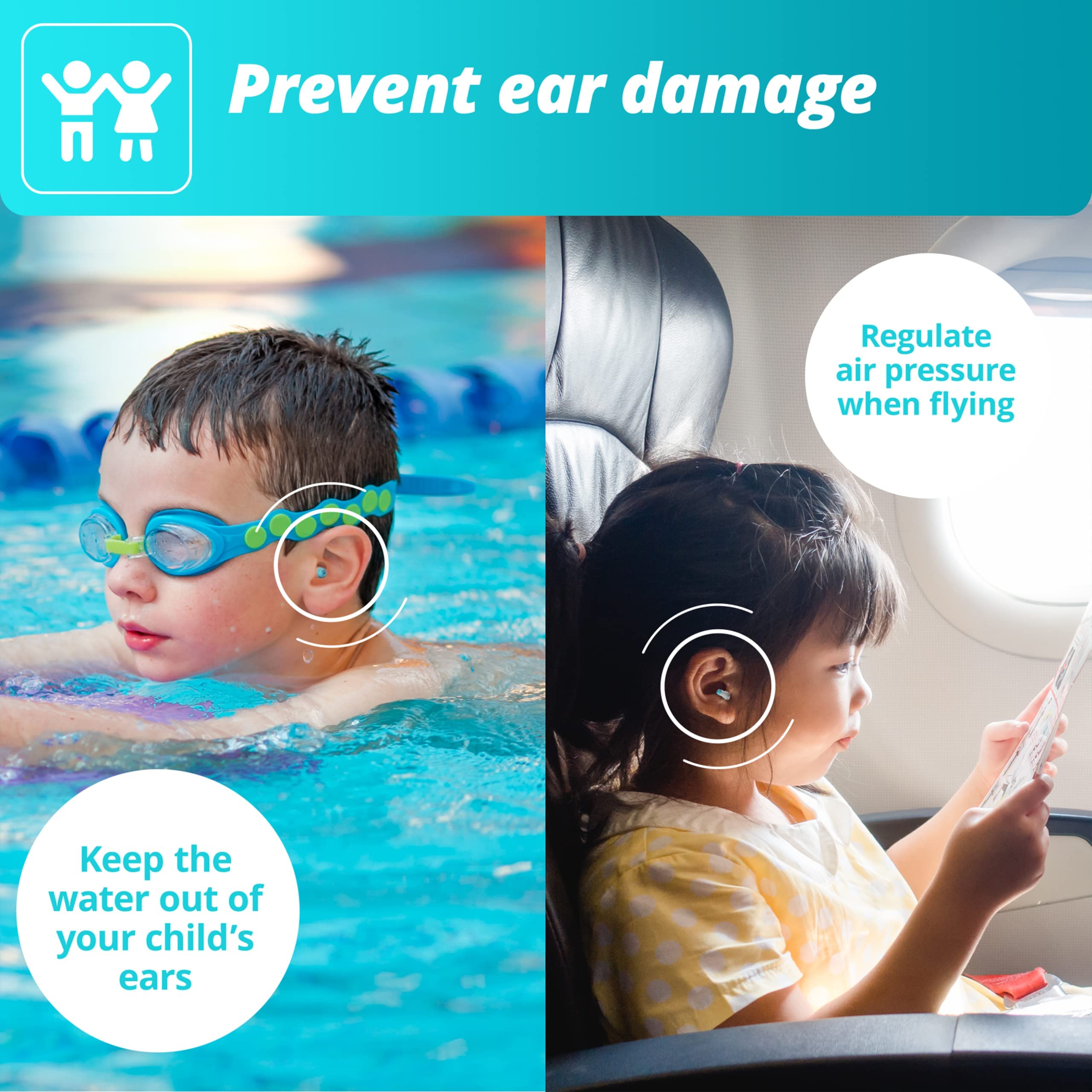 Alpine Pluggies Kids ear plugs in classroom setting protect young ears during lessons.