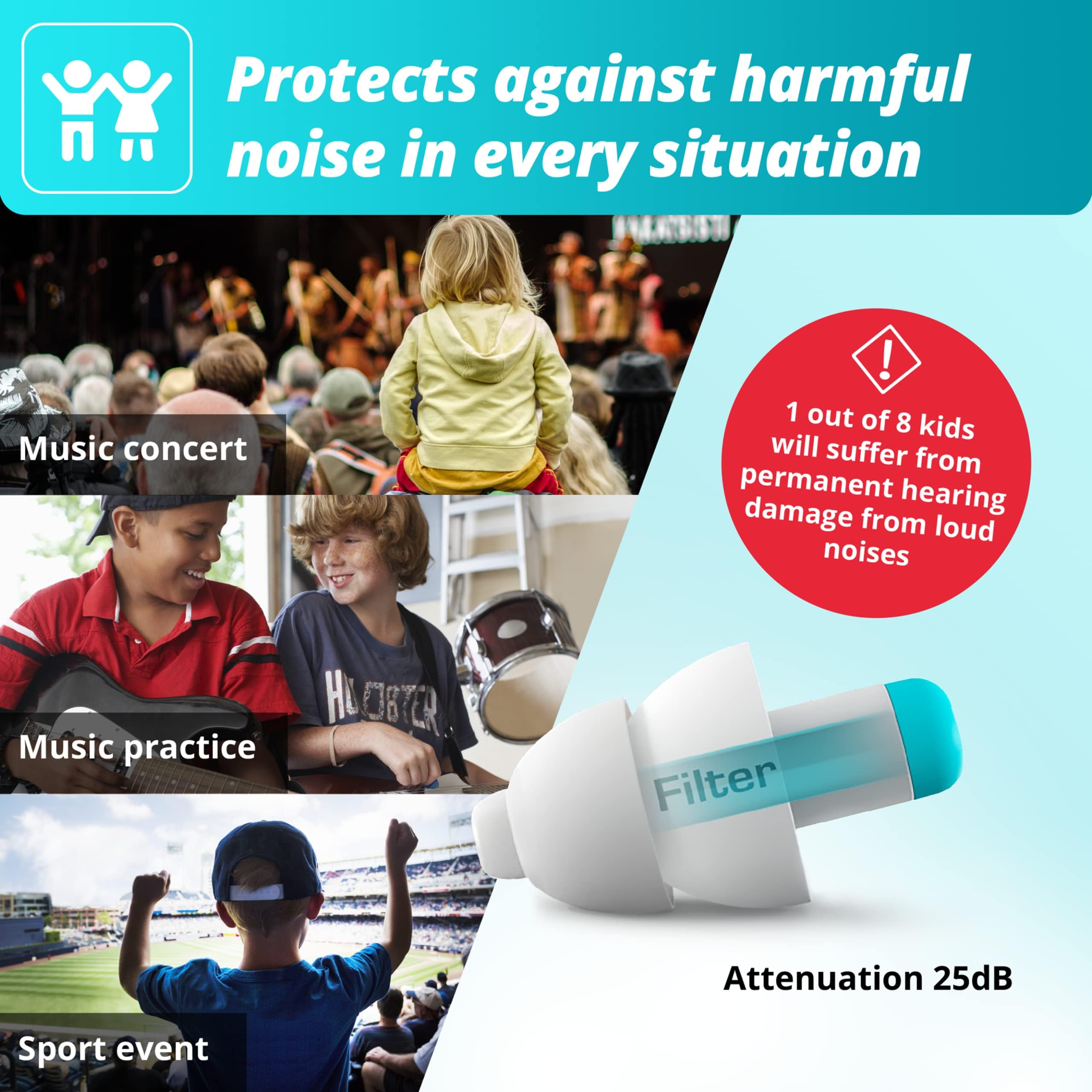 Alpine Pluggies Kids ear plugs used at bedtime for quieter, calmer nights.
