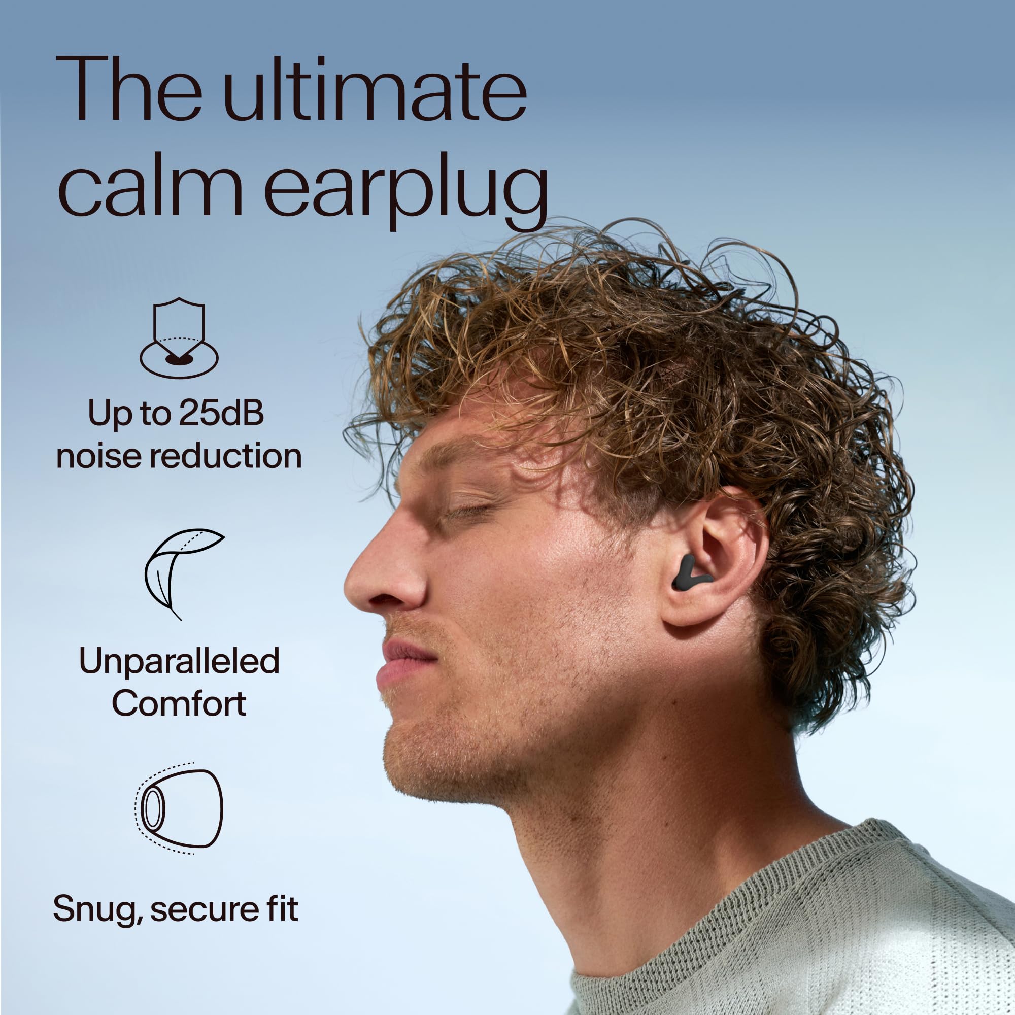 Soft oval tips on Alpine Silence earplugs deliver gentle comfort for long wear.