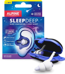 Alpine SleepDeep soft ear plugs with oval shape for quiet nights and focused rest