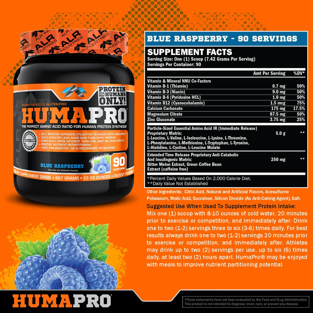 ALR Humapro blue raspberry tub with powder ready to mix