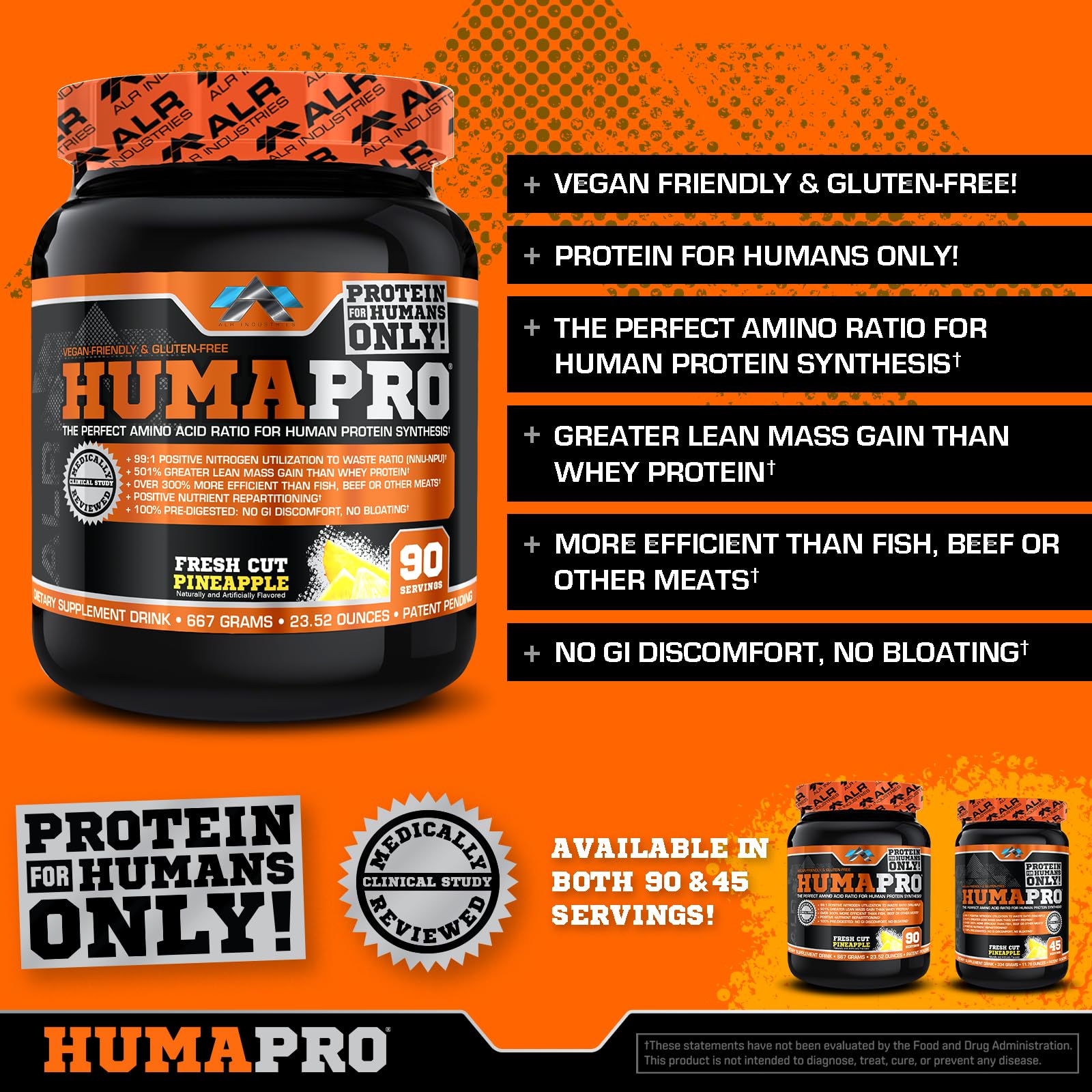 Close-up of Humapro ingredient panel showing vegan formula