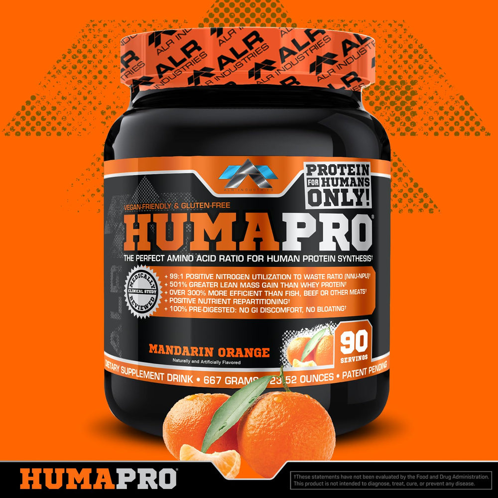 Close view of Humapro ingredients highlighting pharmaceutical-grade essential amino acids.
