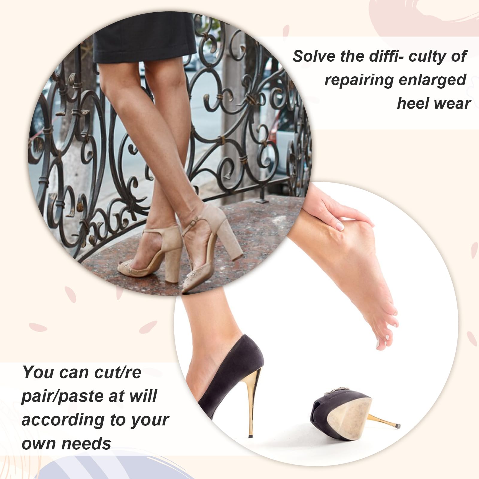 Alrhso color variety heel pads available in black, yellow, and transparent.