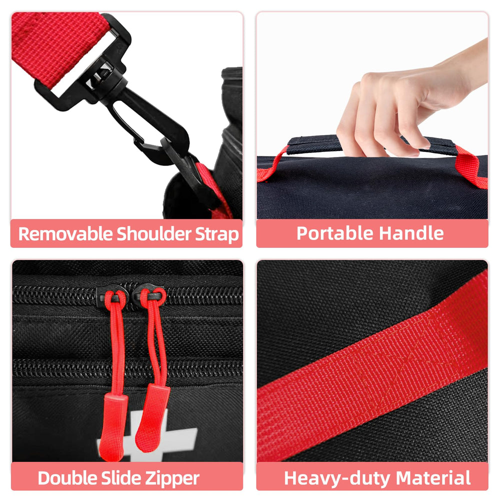 ALSLEA first aid bag bottom layer storage illustrates space for larger supplies.