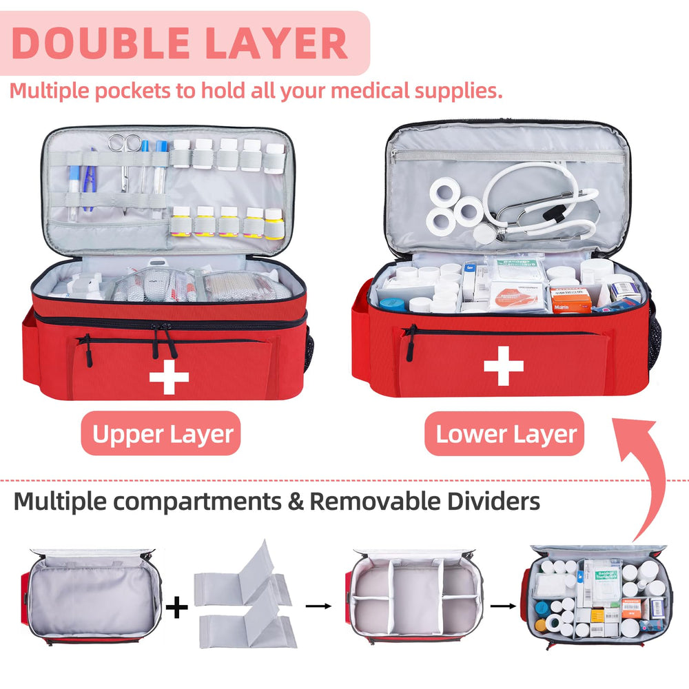 ALSLEA first aid bag smooth dual zipper for fast side-to-side opening.