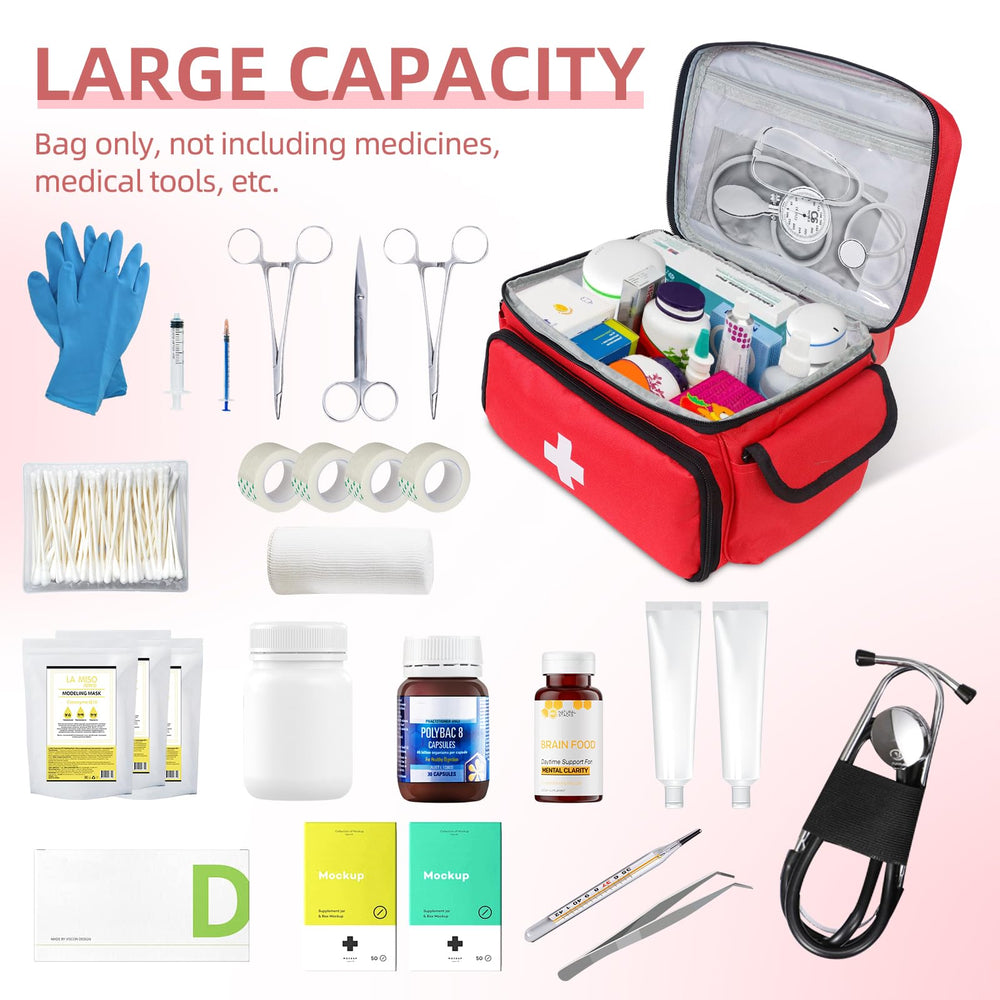 ALSLEA first aid bag red durable nylon construction for daily use