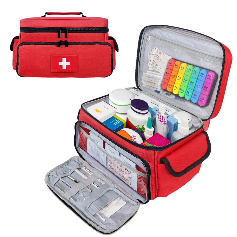 ALSLEA first aid bag red front view showing quick-access storage