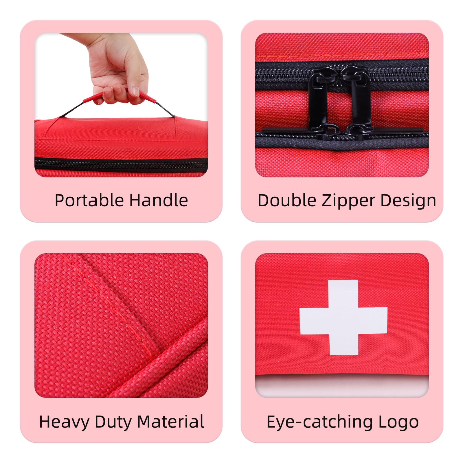 ALSLEA first aid bag red with sturdy handle for easy transport