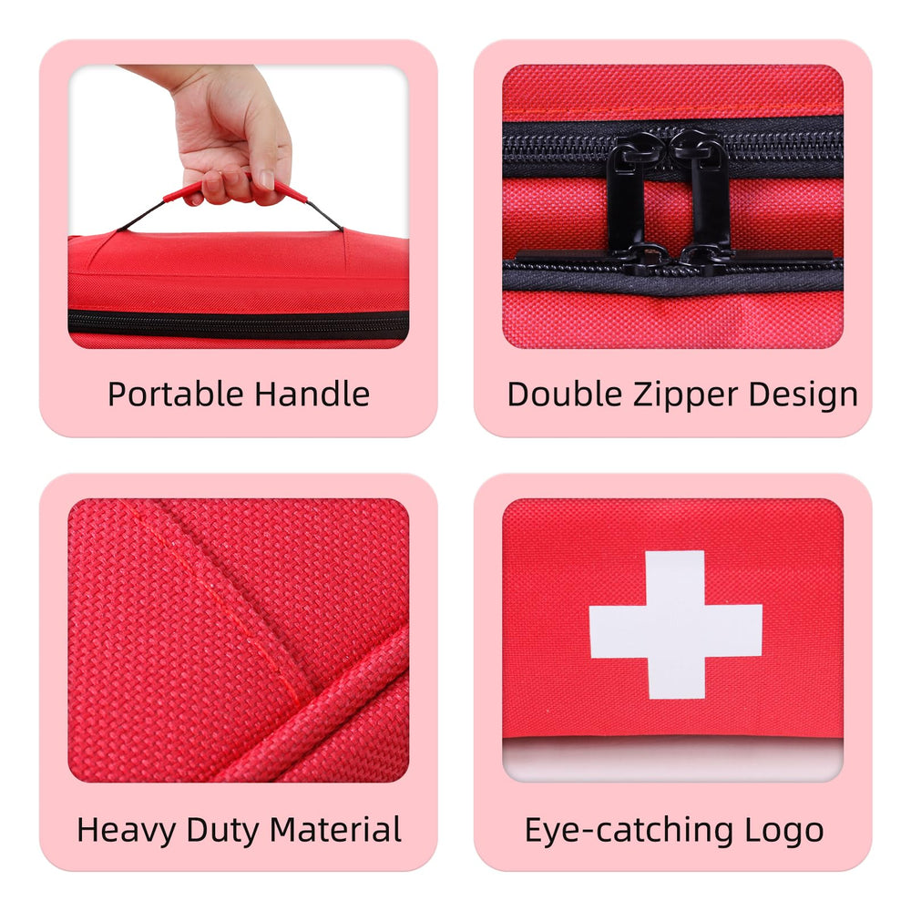 ALSLEA first aid bag red with sturdy handle for easy transport