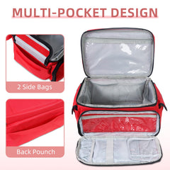ALSLEA first aid bag red open with compartments for organization