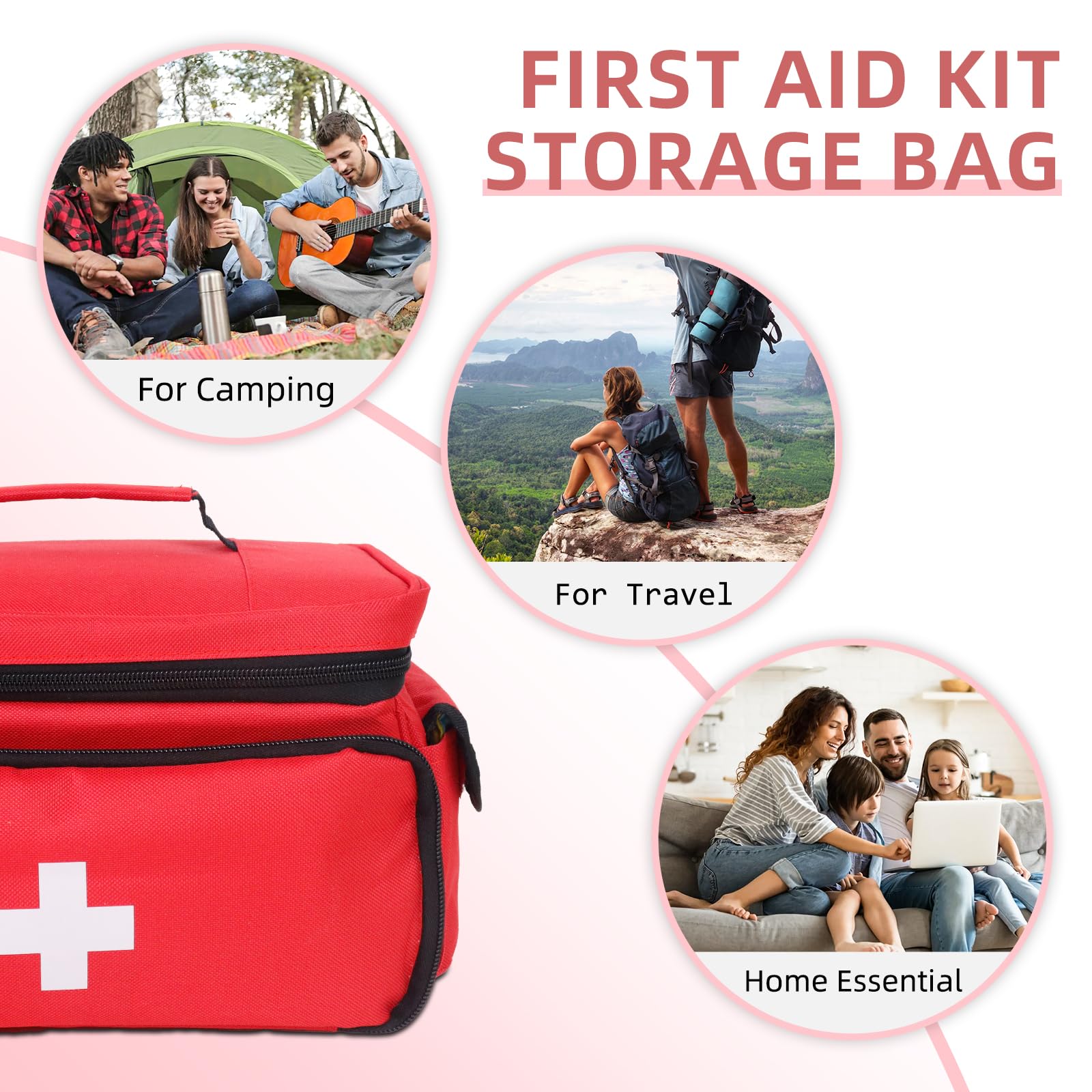 ALSLEA first aid bag red travel-ready for car or backpack trips