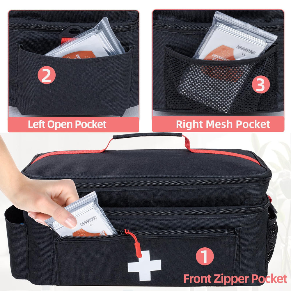 ALSLEA first aid bag with removable shoulder strap offers hands-free portability.