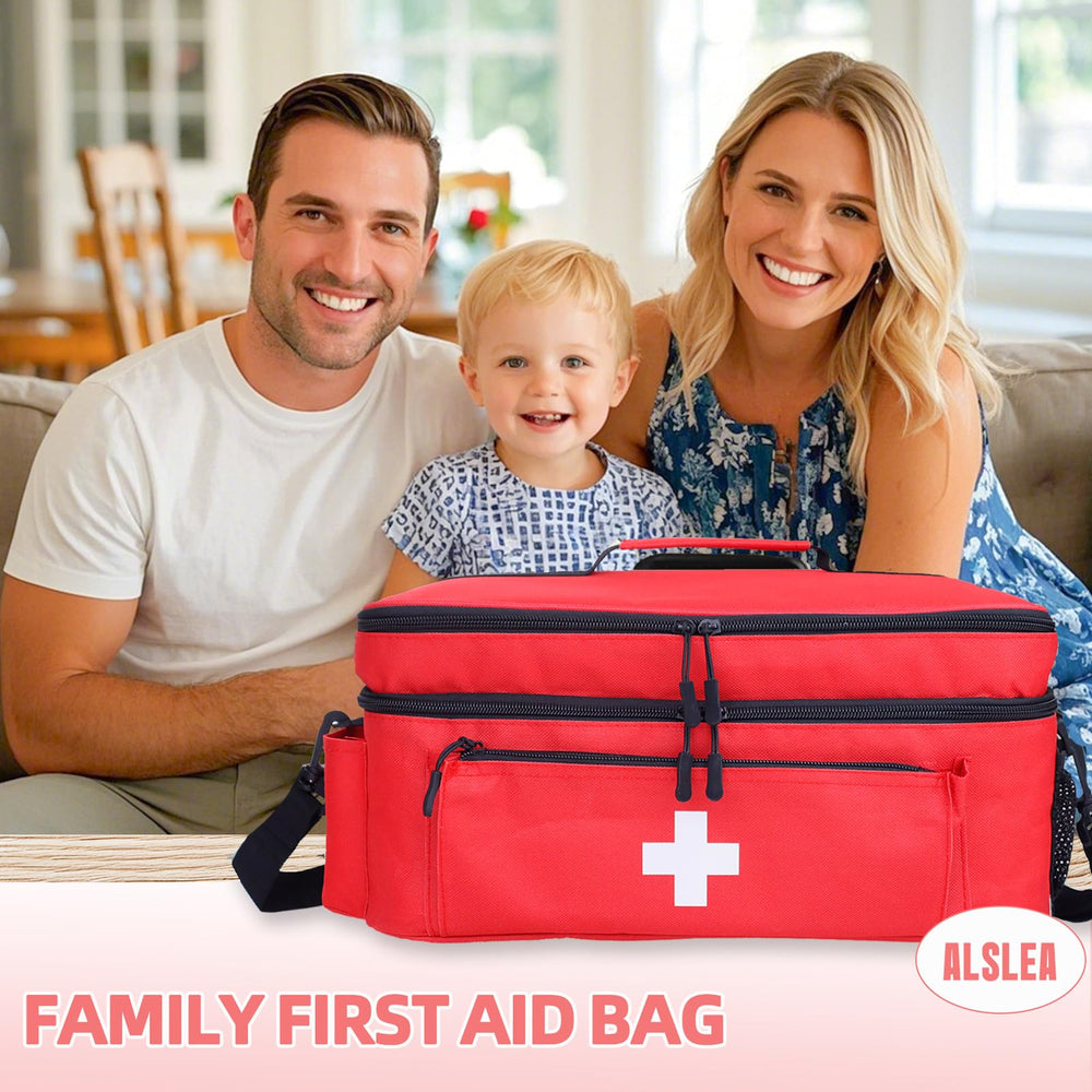 ALSLEA first aid bag ideal for car, home, office, or outdoor use.