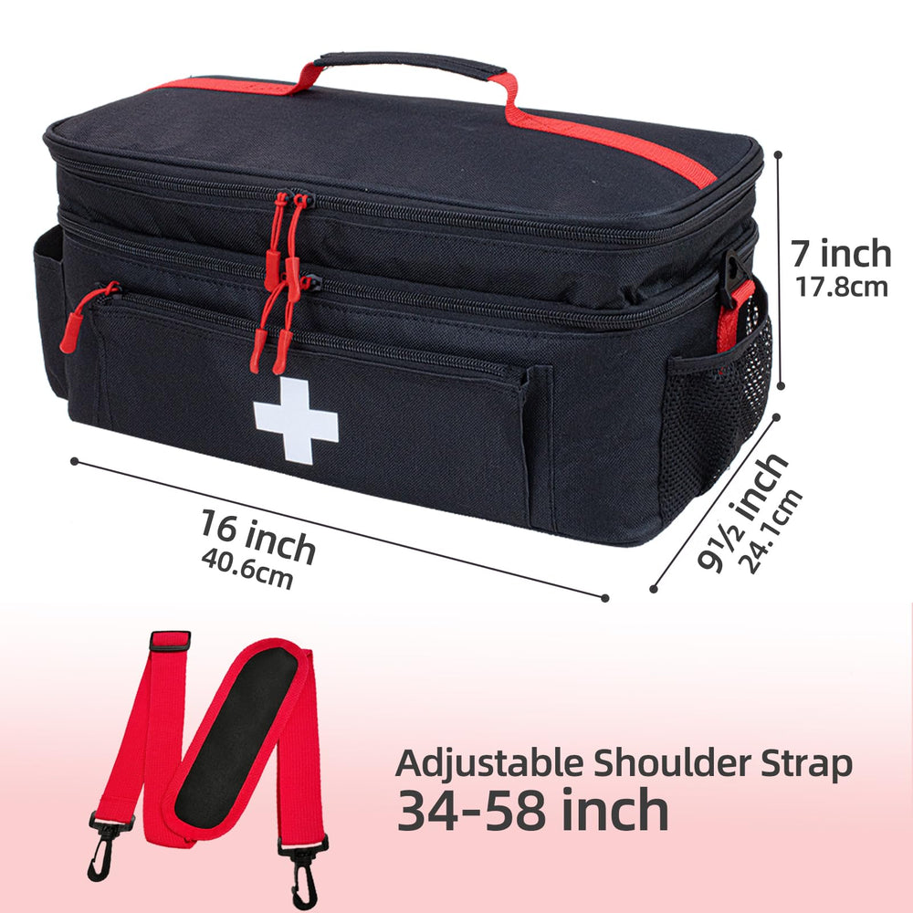 ALSLEA first aid bag waterproof nylon keeps contents protected in rain.
