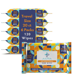 ALTA + Alcohol Free Hand Wipes travel-size, 120-count, convenient on-the-go use.
