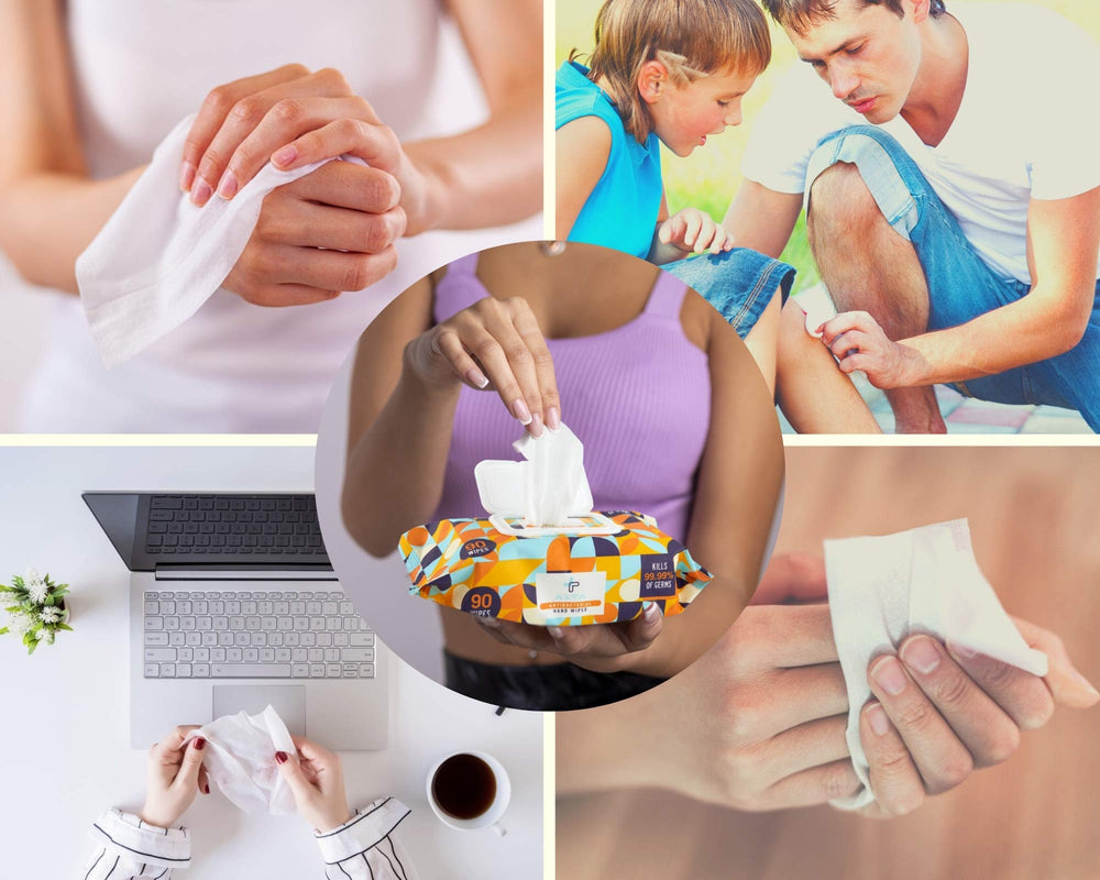 ALTA + Hand Sanitizer Wipes large sheets close-up showing 5.5 by 6.5 inch size