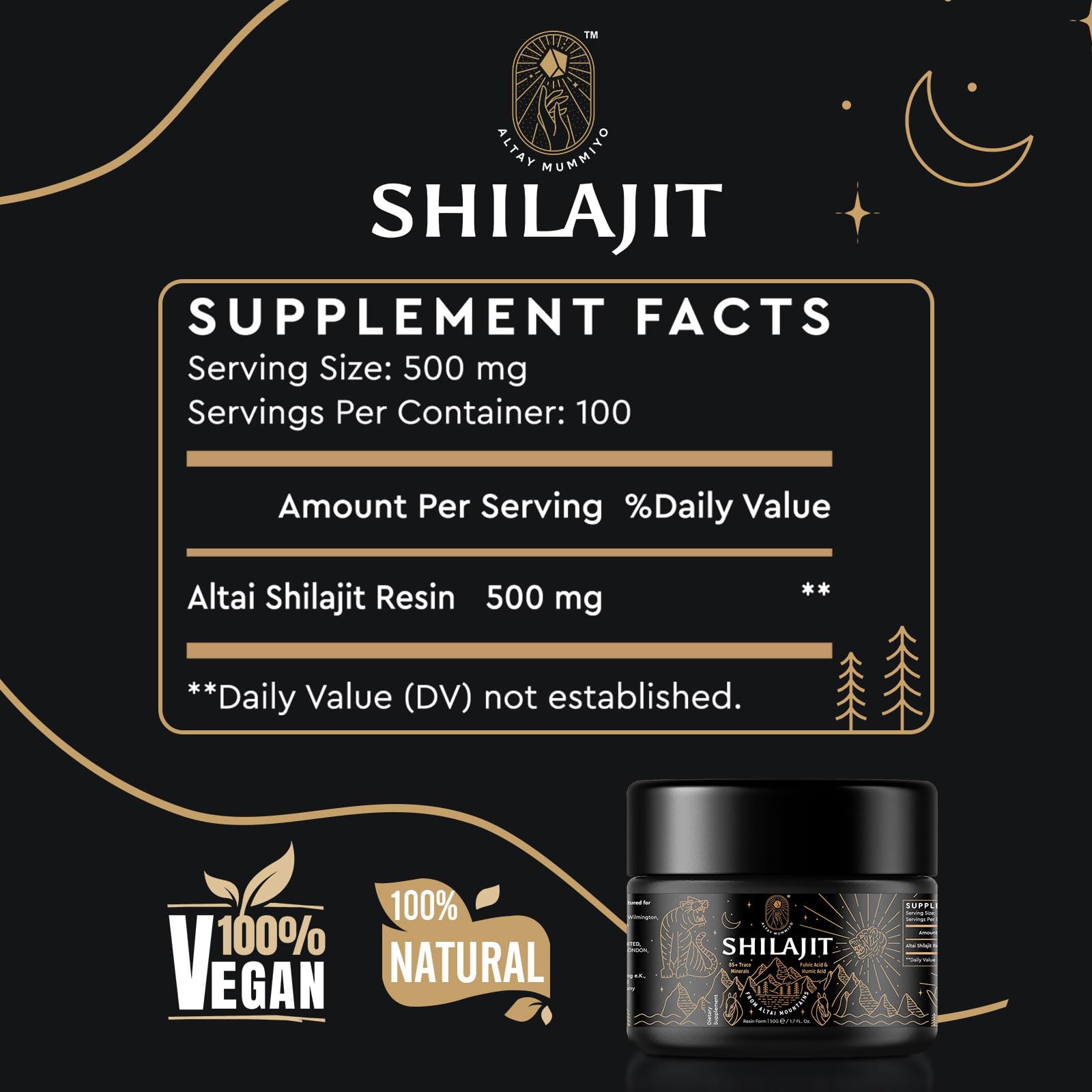 ALTAY MUMMIYO dark glass jar protecting Shilajit potency