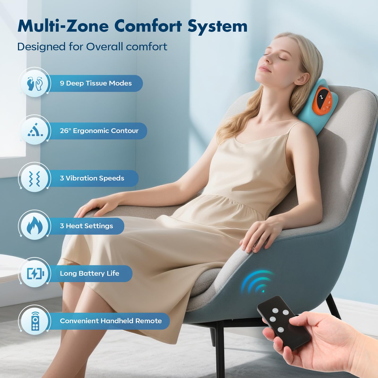 Altoance neck massager heat function provides warming comfort for tense muscles.