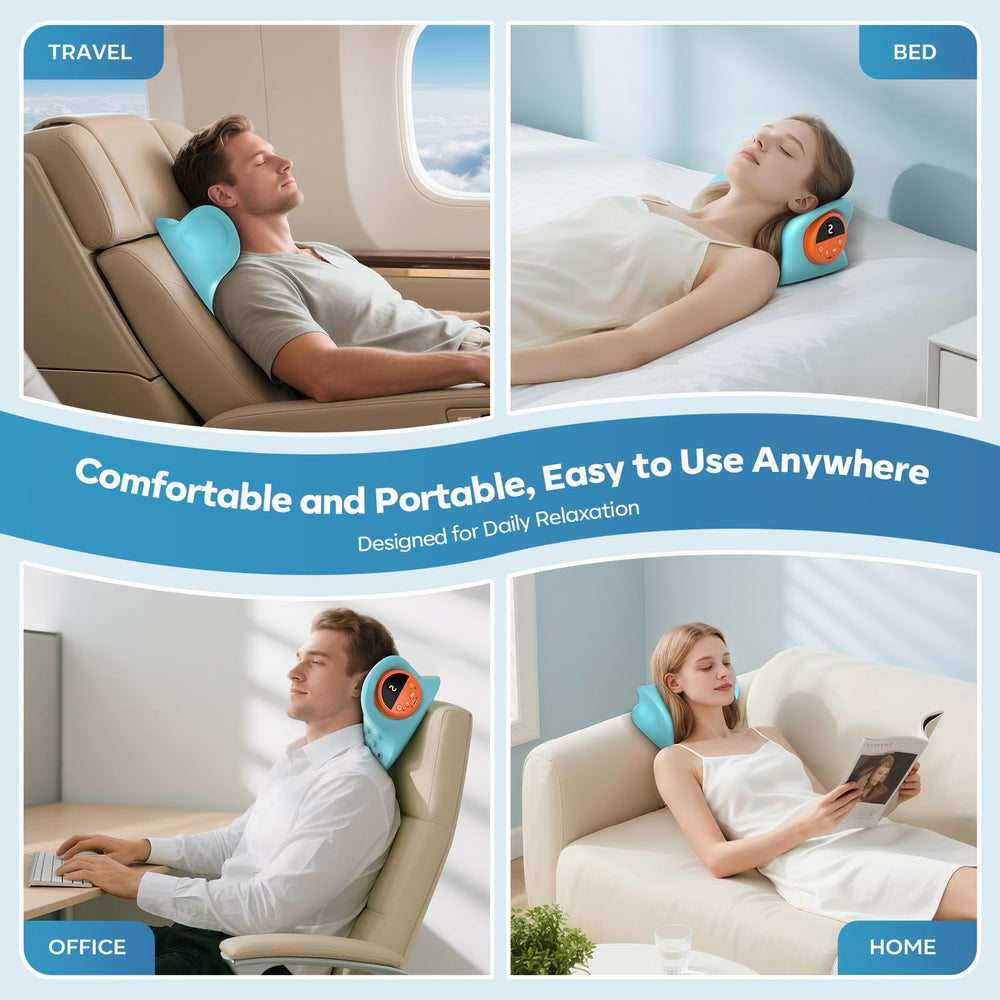 U-shaped pillow supports the neck for ergonomic comfort.