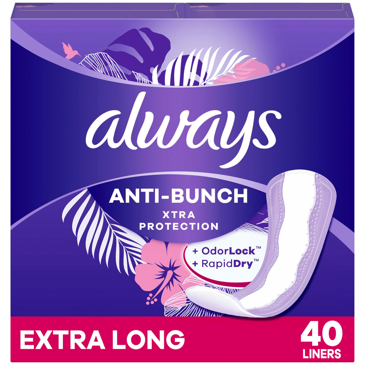 Always Anti-Bunch Xtra Protection daily liner extra long for all-day dryness