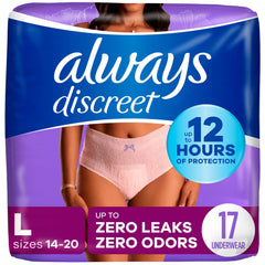 Always Discreet sleek-fit underwear shown for discreet comfort and protection